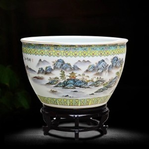 景德鎮陶瓷粉彩魚缸